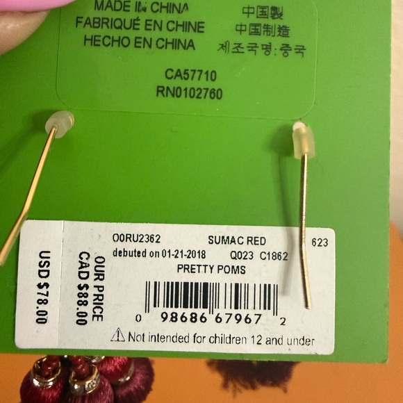 NWT Kate Spade Pretty Poms Tassel Earrings Sumac Red w/ Gold Accents Boho - Picture 5 of 6